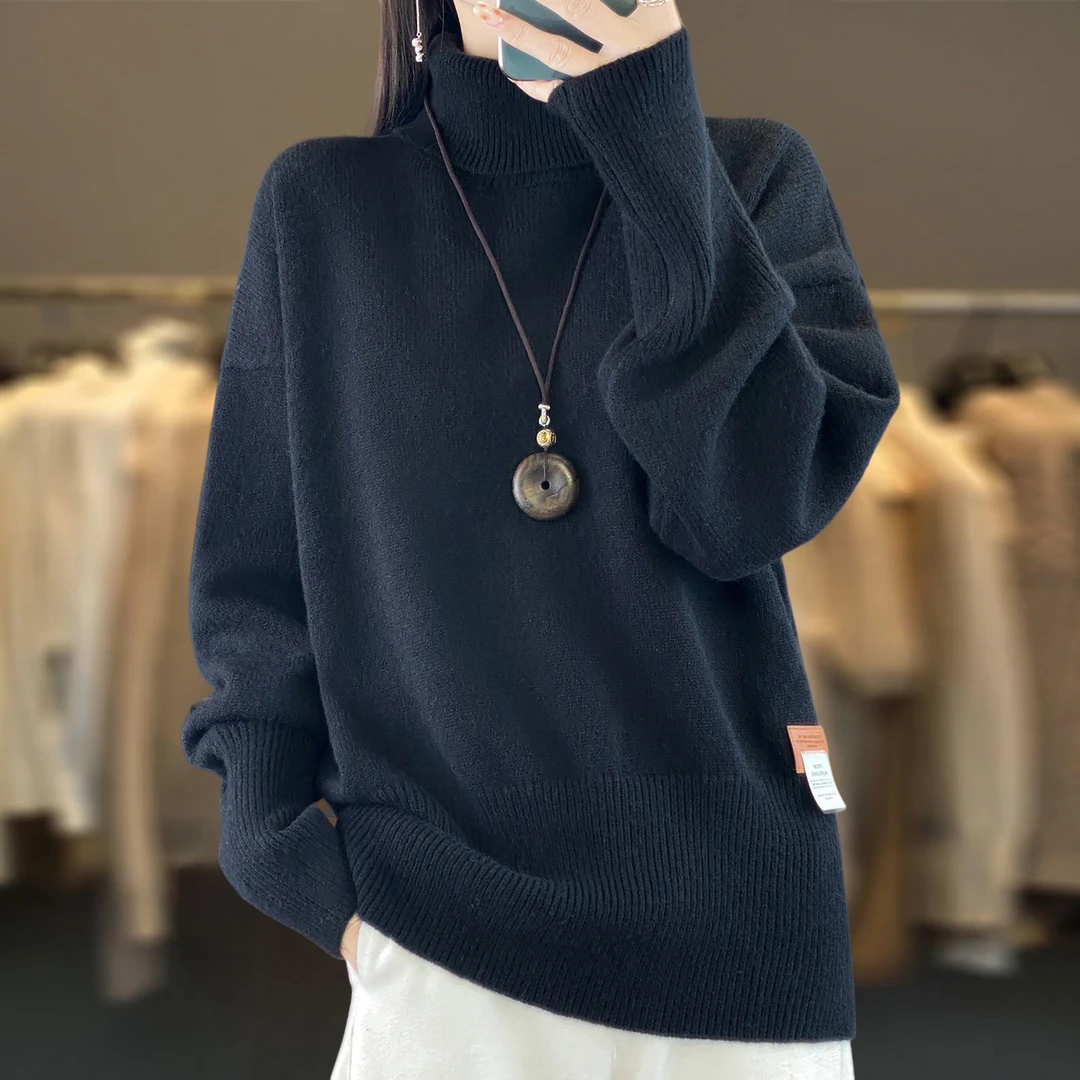 微胖mm秋冬特大码高领女士高级感毛衣遮肚子内搭可外穿针织打底衫