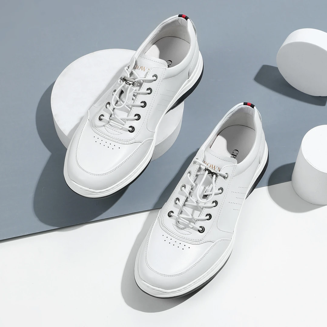 CROWN/皇冠牛头层皮革舒适百搭小白鞋户外休闲皮鞋56521014720H