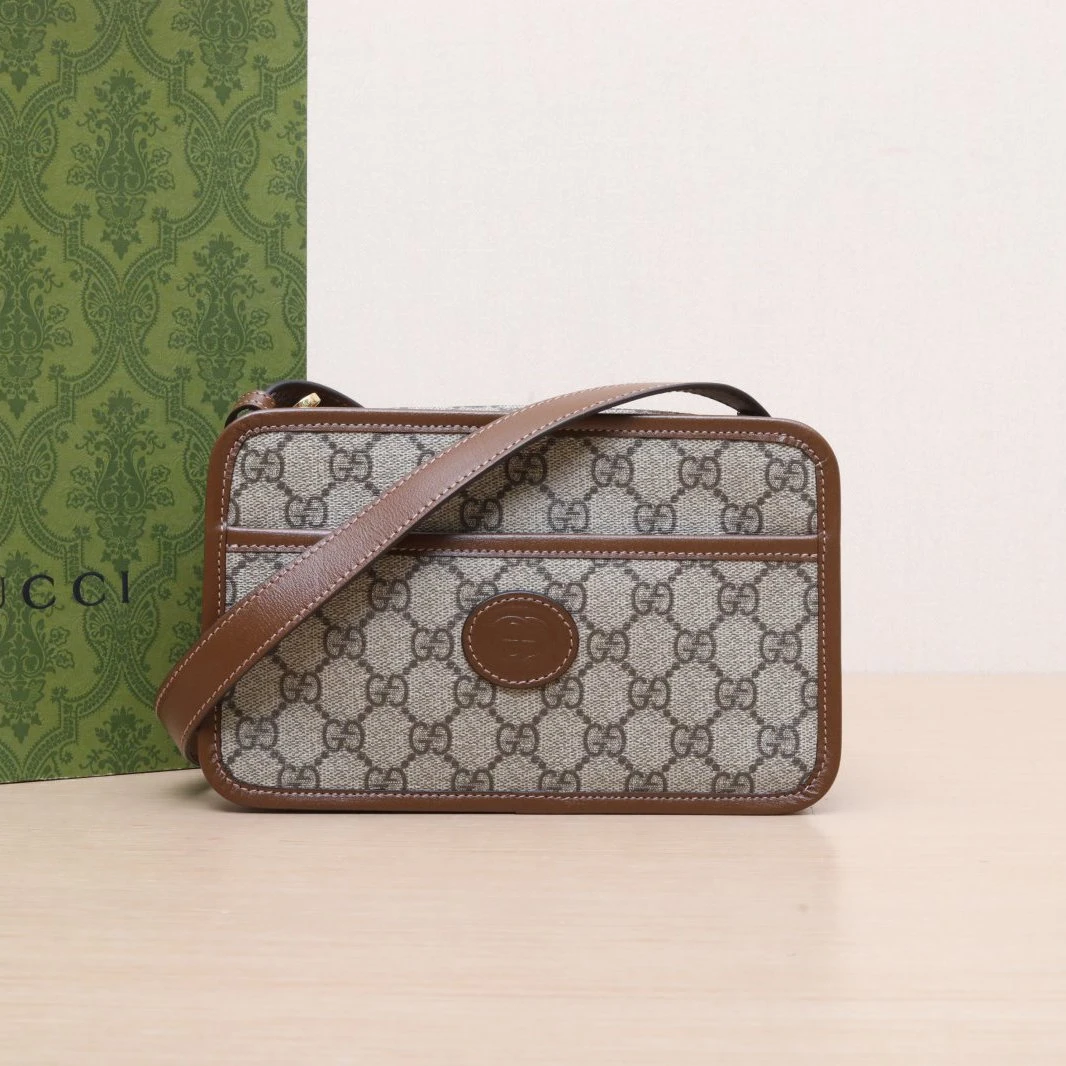 99新 GUCCI/古驰 【娇活动】GG LOGO 盒子包 迷你 乌木色 462129