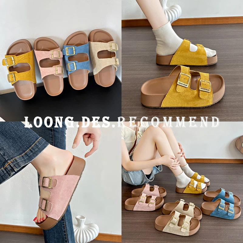 【全额补运费】平跟厚底勃肯凉鞋厚款一字拖凉鞋凉拖鞋网红防滑