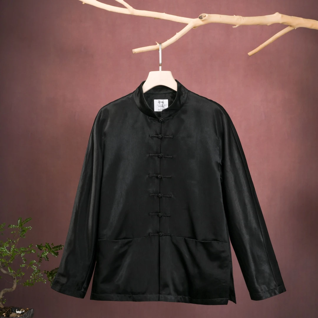 Sevensee/柒曦华服中国风长袖休闲中式唐装盘扣男装宽松上衣立领