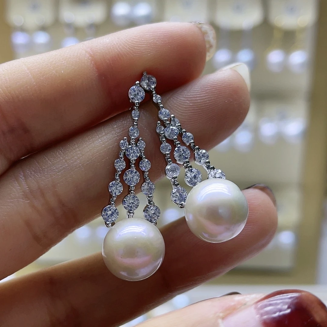 淡水珍珠耳饰银S925镶嵌