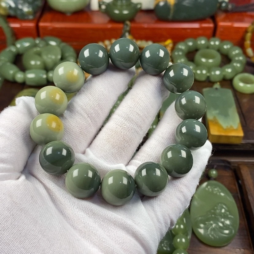 【闪购商品】岫岩河磨玉（透闪石质玉）手链未镶嵌善**颖