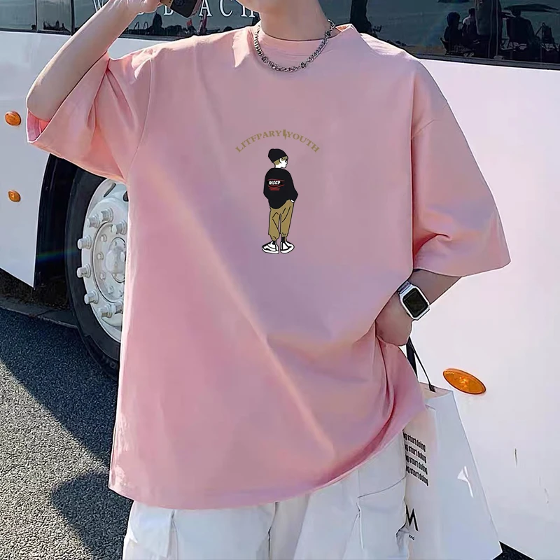 潮牌纯棉短袖t恤男女同款宽松大码半袖夏季新款学生青少年上衣ins