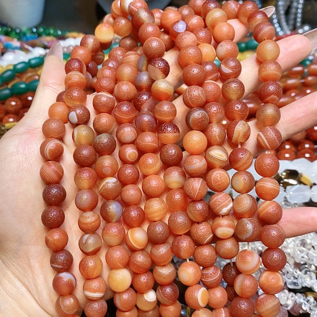 玛瑙/玉髓散珠天然橘皮玛瑙10mm一条