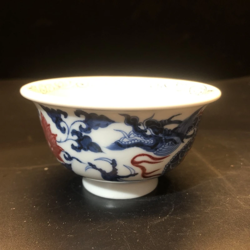 1.2/N100320/01230/青花釉里红龙纹压手杯/口径9.1/高5.2/80cc