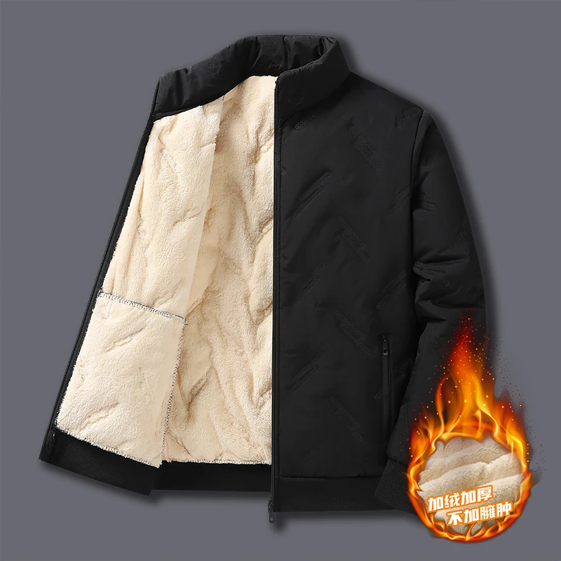 【加绒加棉】冬季男款棉衣羊羔绒保暖宽松加大立领棉服秋冬季男士