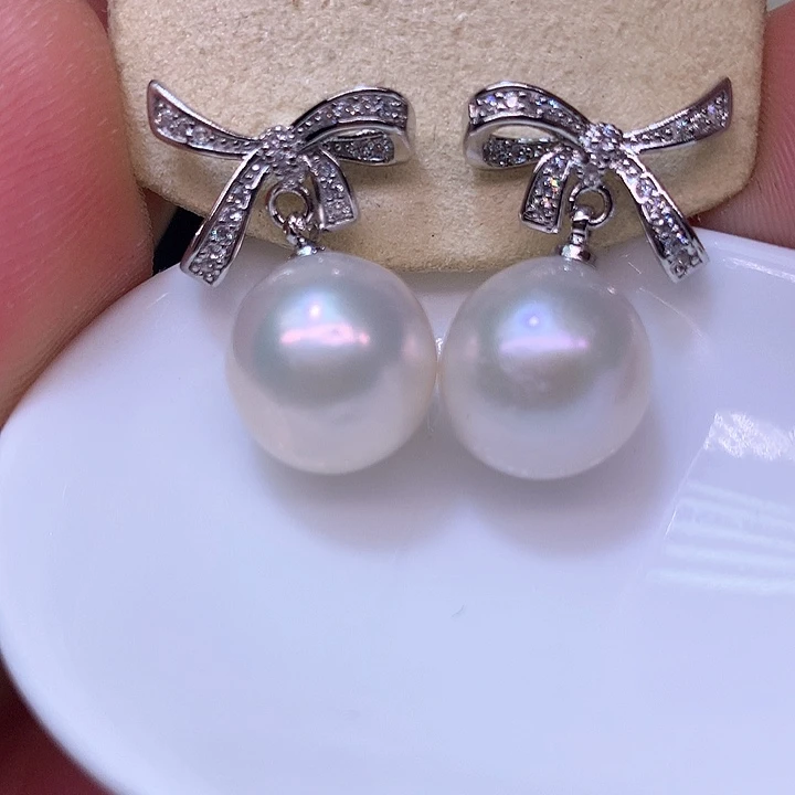 银S925镶嵌耳饰淡水珍珠