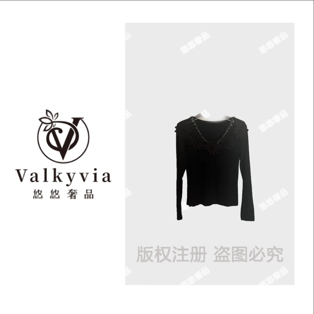 Valkyvia/悠悠奢品高端精致立体花朵打底衫女秋季打底衫M25990M