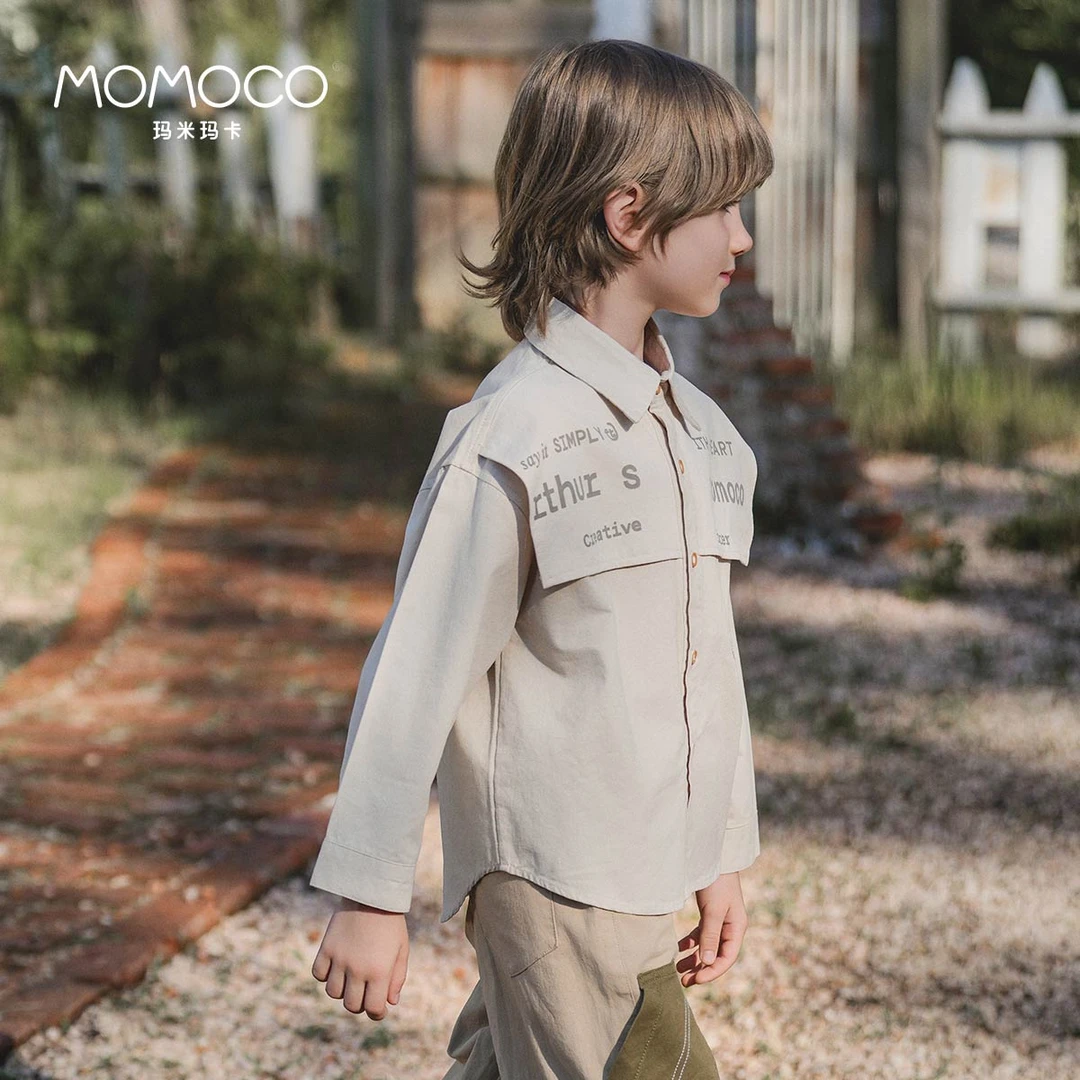 MOMOCO/玛米玛卡男童休闲衬衫儿童韩版时尚纯棉外套77330234010