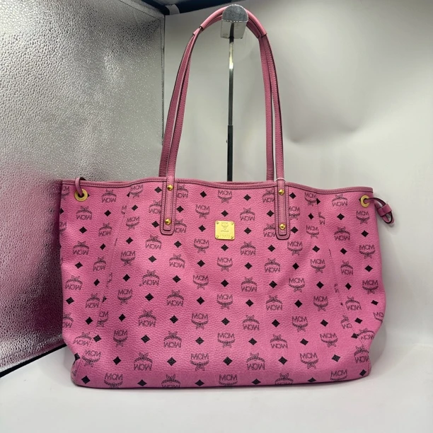 95新 MCM 粉色大号手提托特包