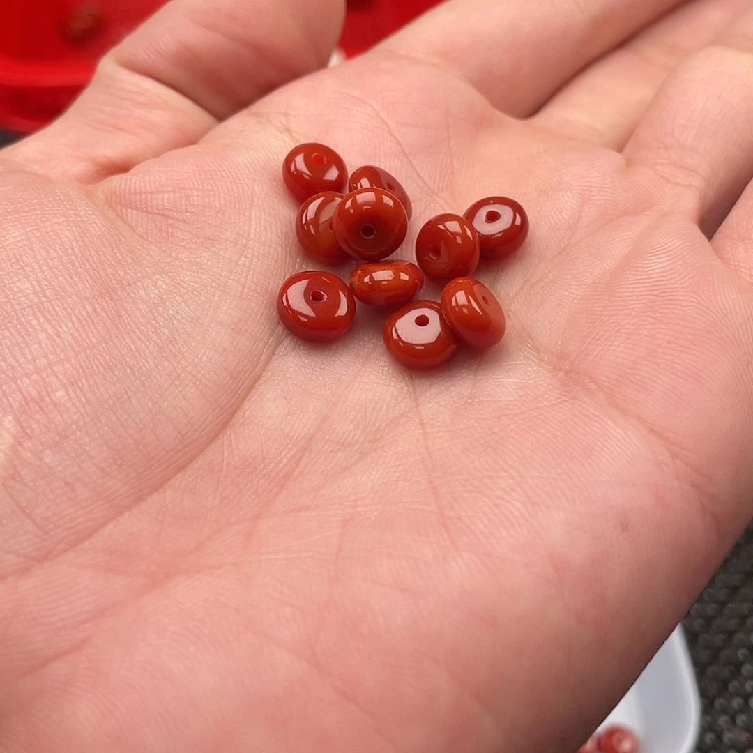 南红玛瑙21号4*8柿子红隔片一组10颗未镶嵌