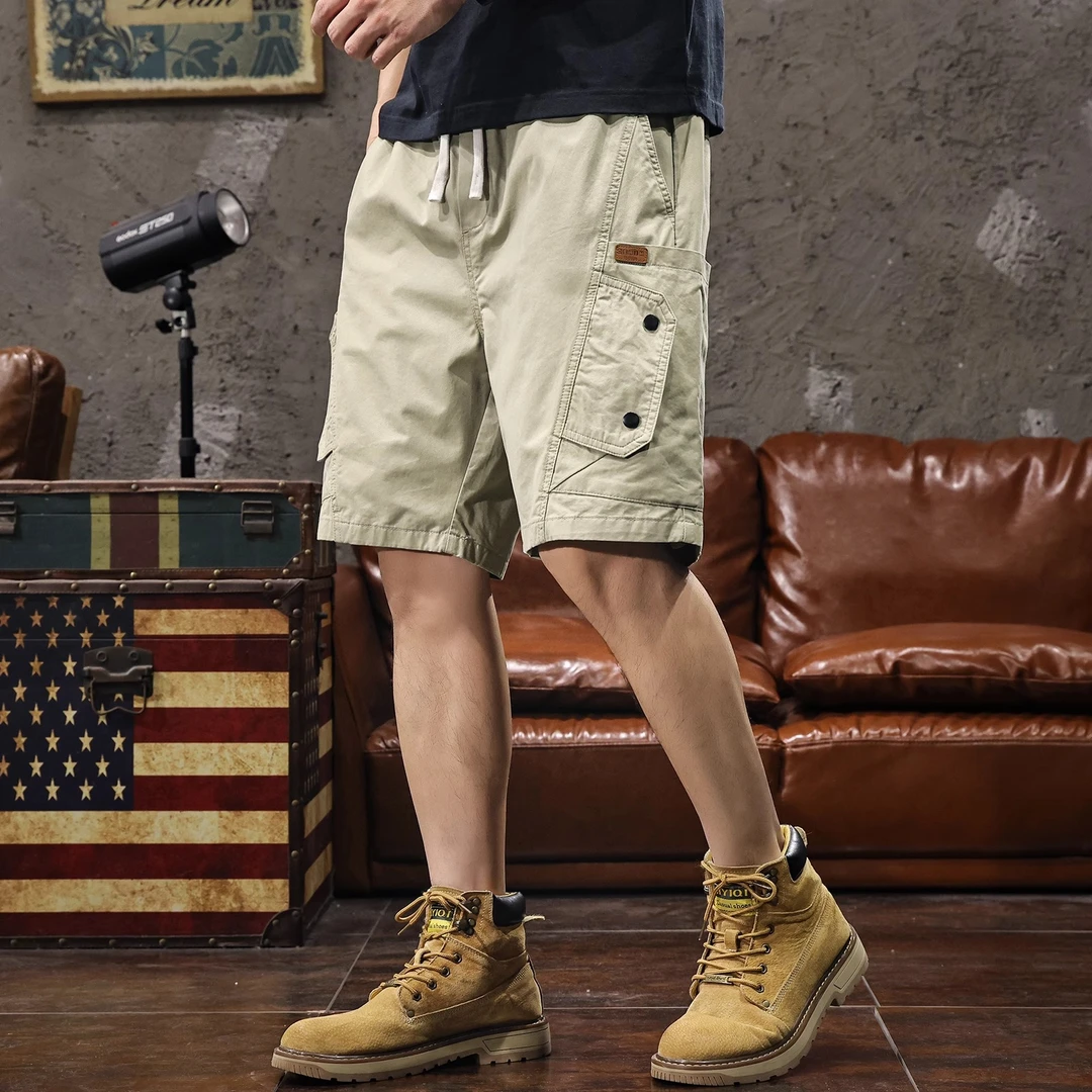 U&PURA美式高级感夏季潮牌工装短裤男士宽松纯棉户外机能五分裤