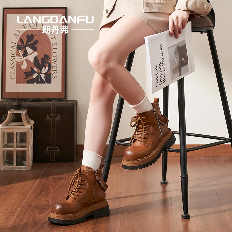 langdanfu朗丹弗2025年新款马丁靴经典百搭复古厚底时尚靴时尚款