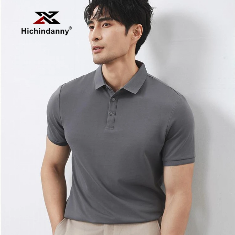 HICHIN男款运动polo衫夏季冰丝短袖T恤修身薄款翻领休闲商务上衣