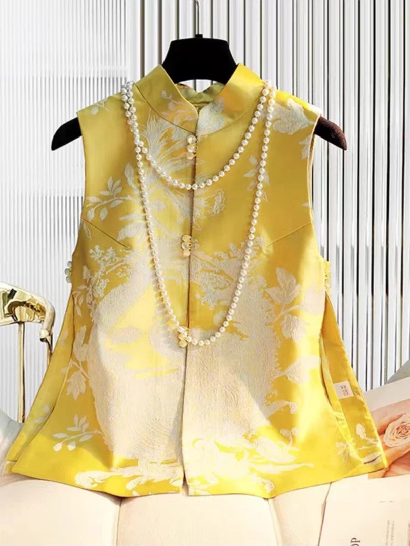 【岁月鎏金】春季新款国风系列新中式马甲中国风提花复古818