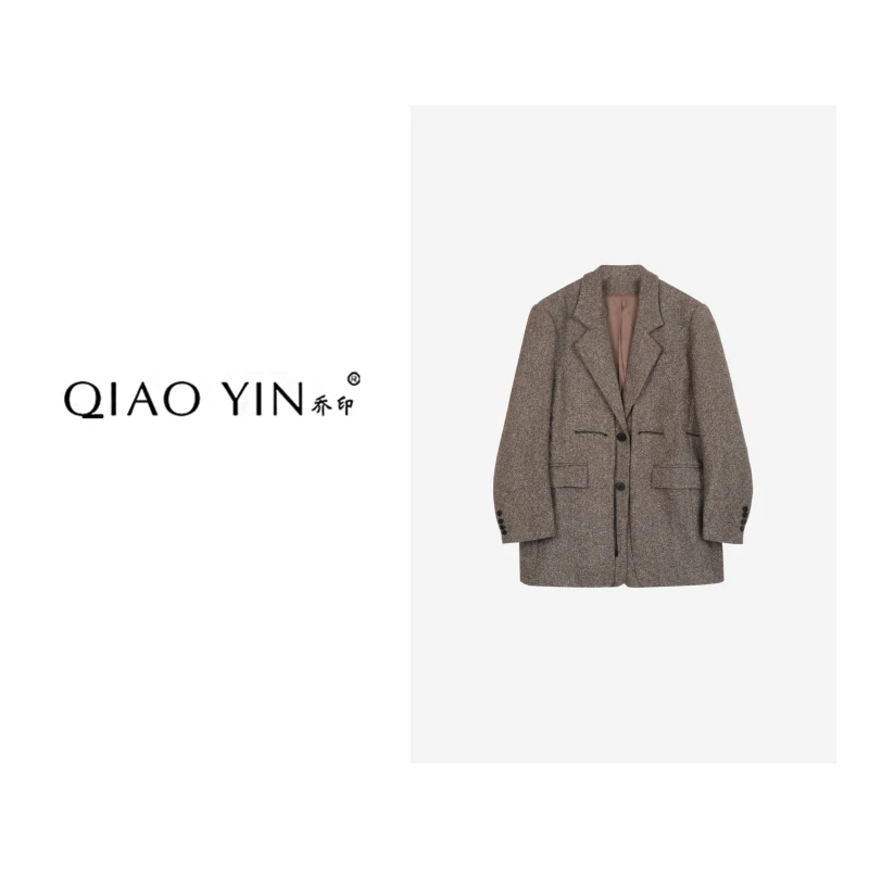 2024秋冬新款时尚休闲复古经典格纹设计师女装西装QY25060