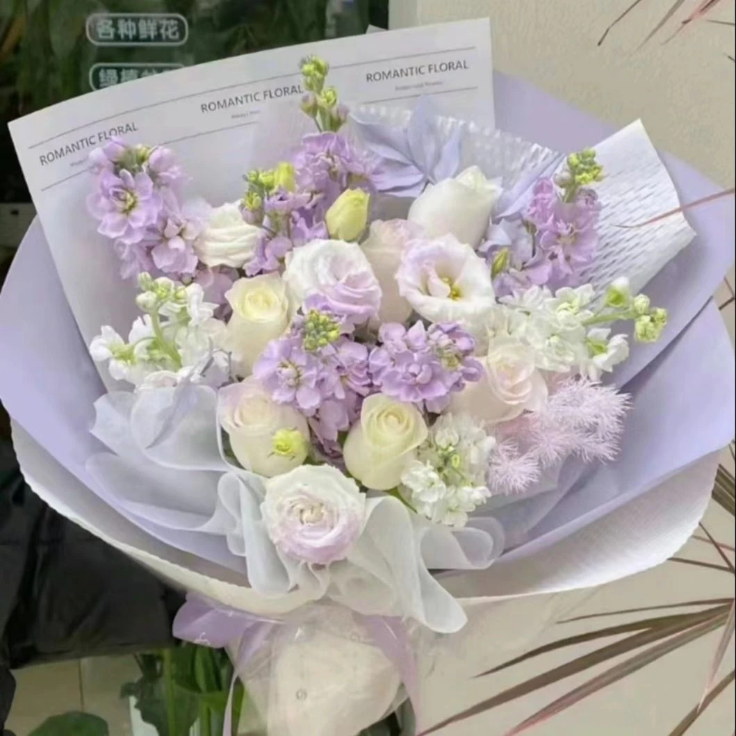 我懂你【6朵白玫瑰9朵紫罗兰混搭鲜花花束】送女朋友闺蜜同事爱人朋友生日鲜花花店送花上门