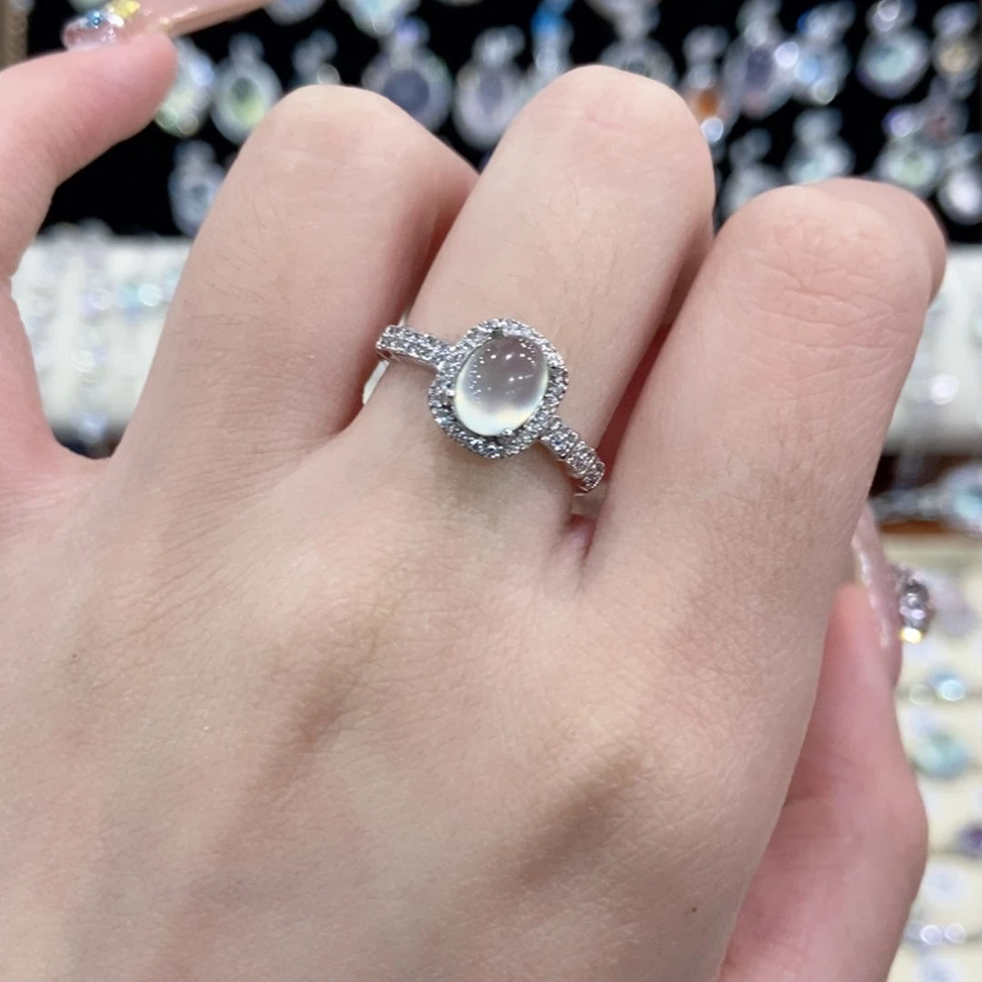 蛇纹石玉银S925镶嵌戒指