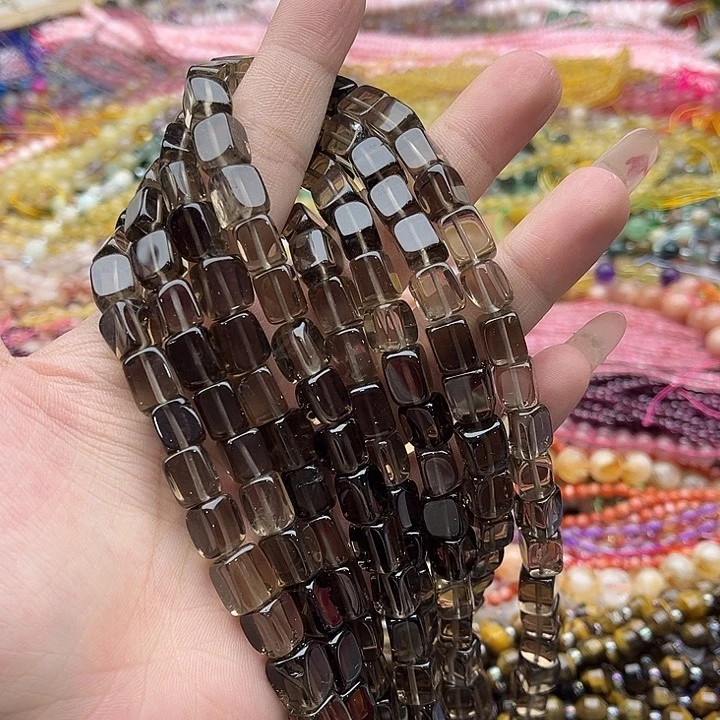 玛瑙/玉髓未镶嵌珠宝半成品一条7.5mm左右茶晶不规则长方块