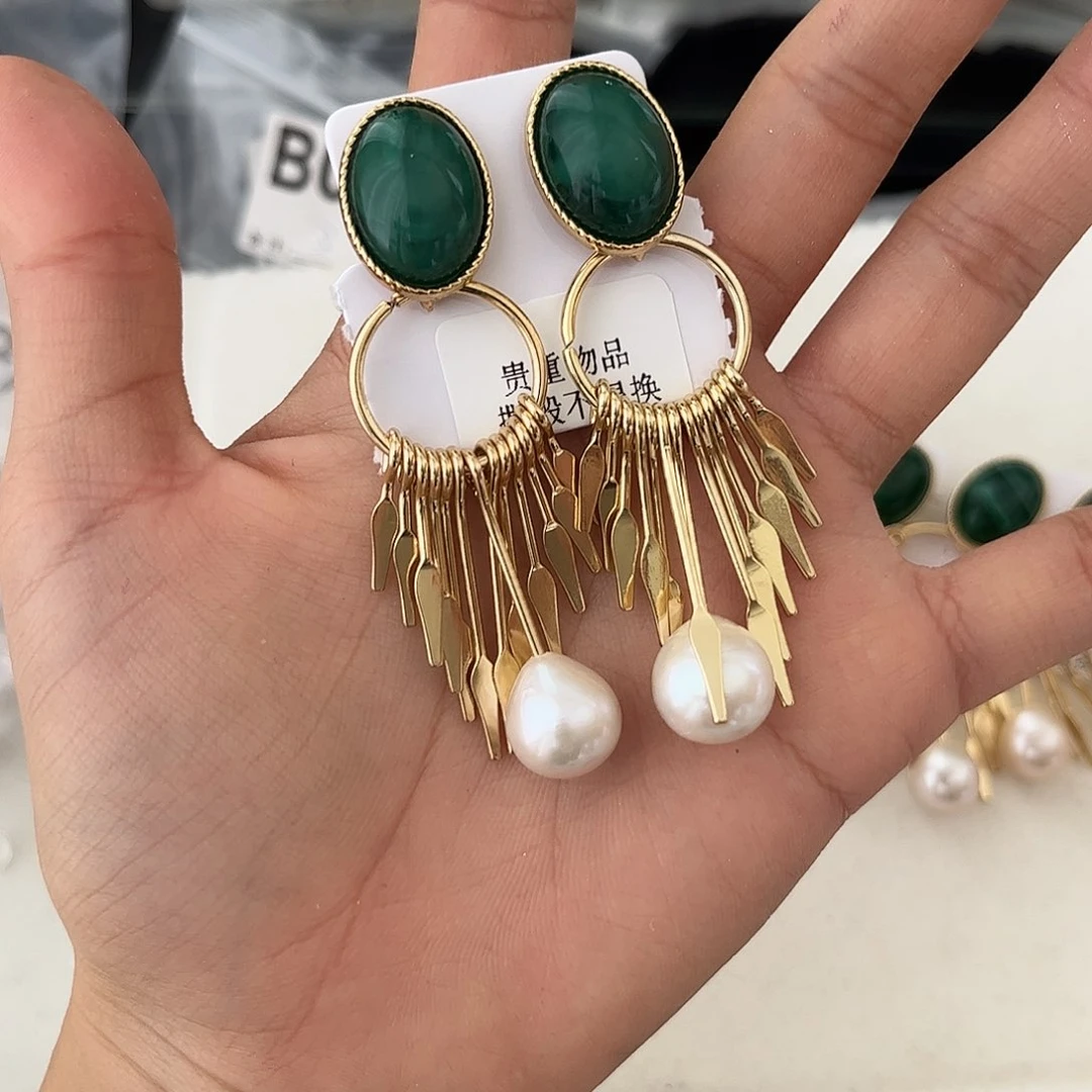 合金淡水珍珠耳饰