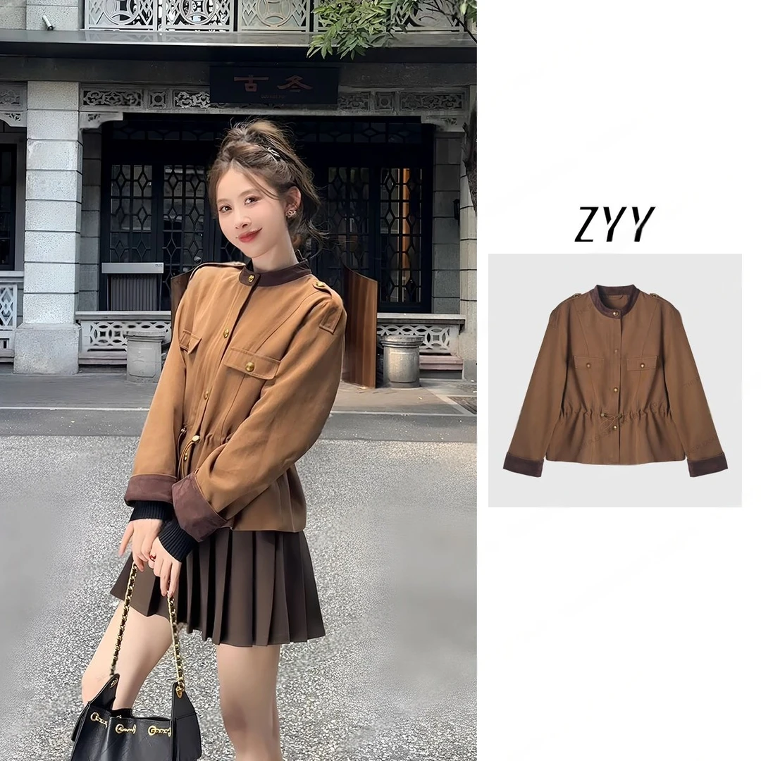 ZYY【迷失巴黎】2025S/S新品收腰工装抽褶休闲短款外套X25QDWT03447