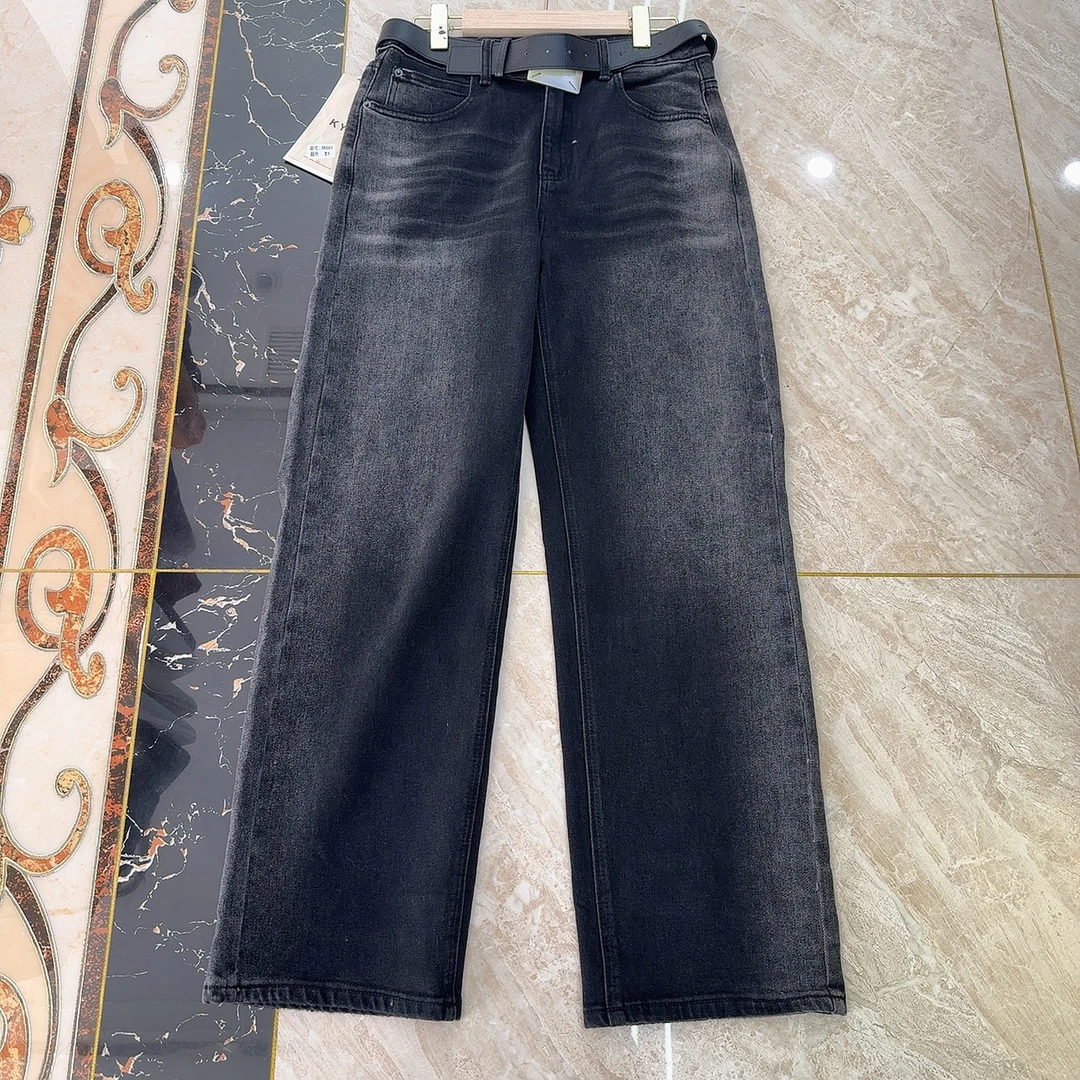 663黑色窄版直筒牛仔裤女高腰显瘦百搭休闲裤