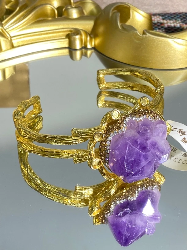 铜合金合成锆石手镯 TTSD 紫色时尚潮流百搭款手镯 8105