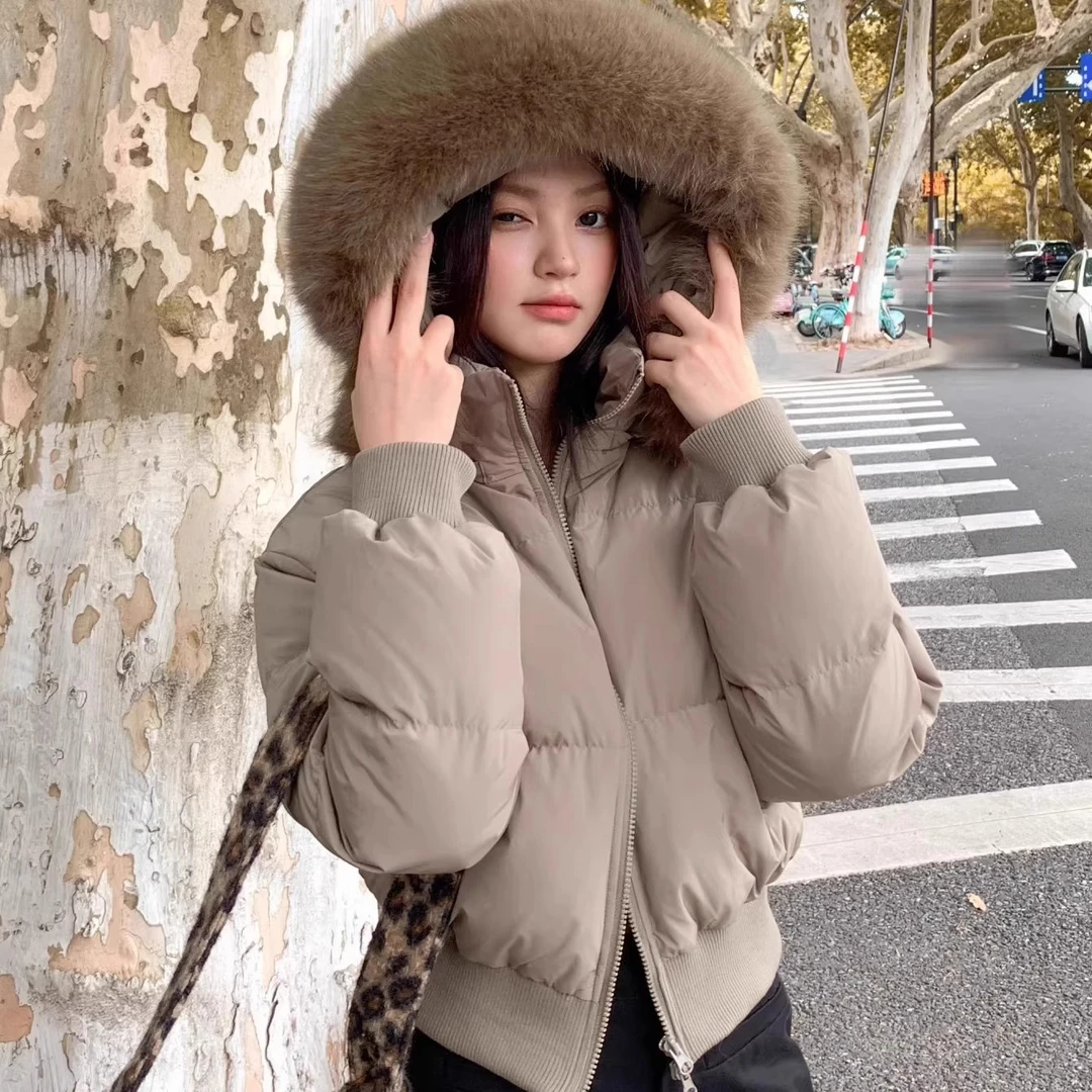 2025冬季棉服女新款韩系穿搭小棉袄小个子大毛领短款短款外套女冬