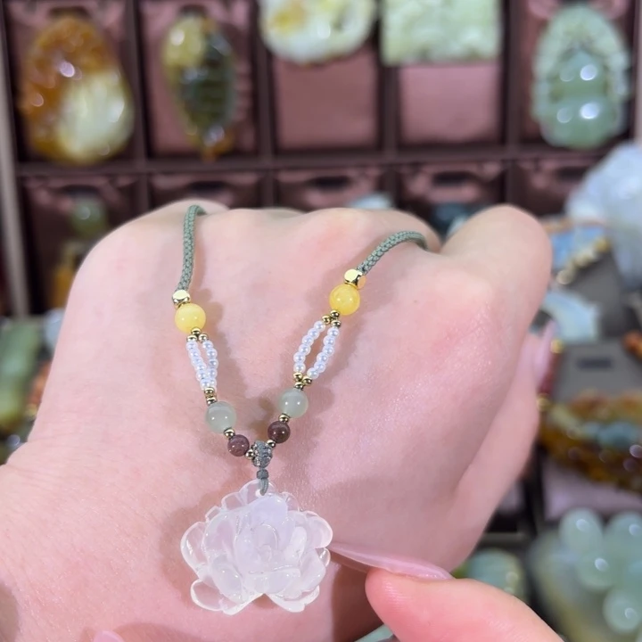 蛇纹石玉合金颈饰