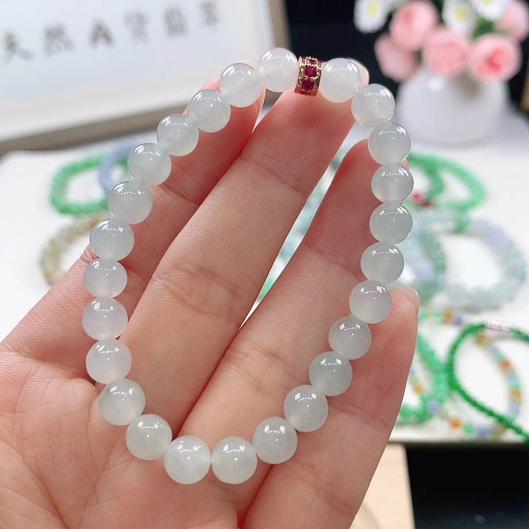 乐***姐未镶嵌手链翡翠手链7mm