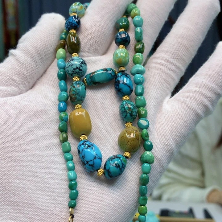 绿松石银S925镶嵌长链