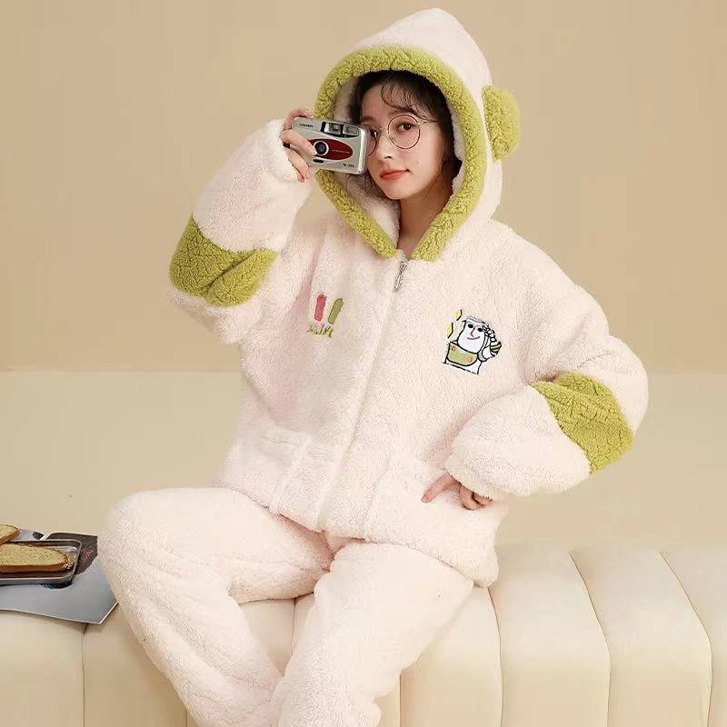 【大眼妹儿专属】HAREECISU 巴斯定制暗纹提花可爱家居服套装