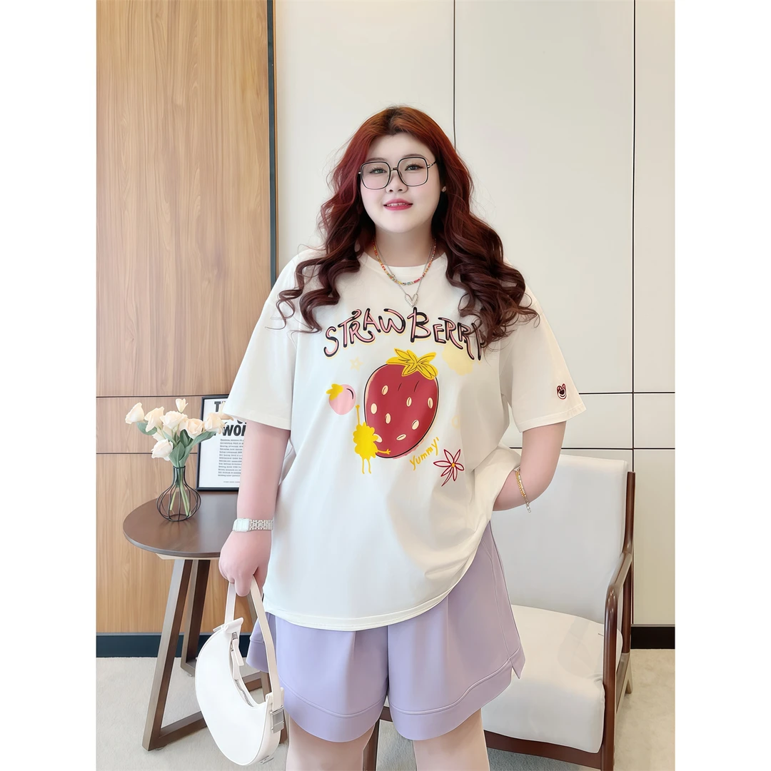 断码捡漏~雪国零时 / 重工刺绣+印花短袖T-15074花契大码胖mm200