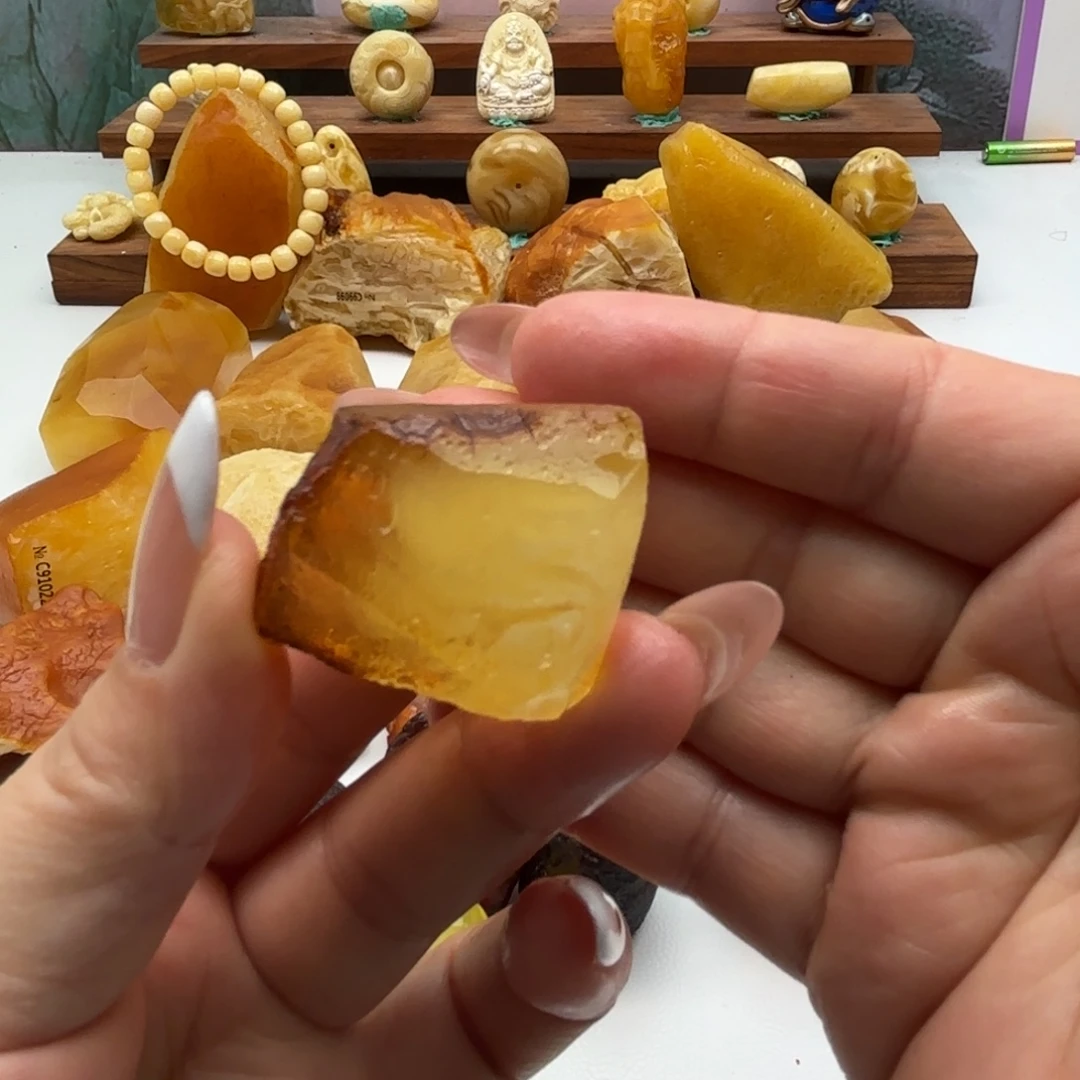 肥***汤定制琥珀未镶嵌琥珀