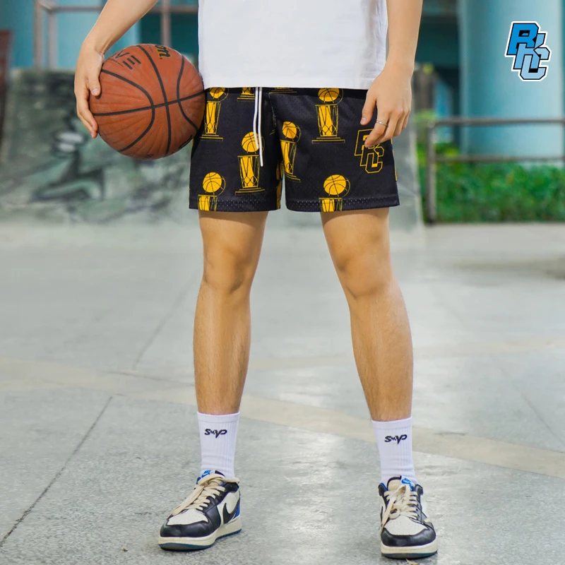 BKCXZICE美式奖杯印花短裤潮流运动透气五分裤夏季训练时尚健身裤
