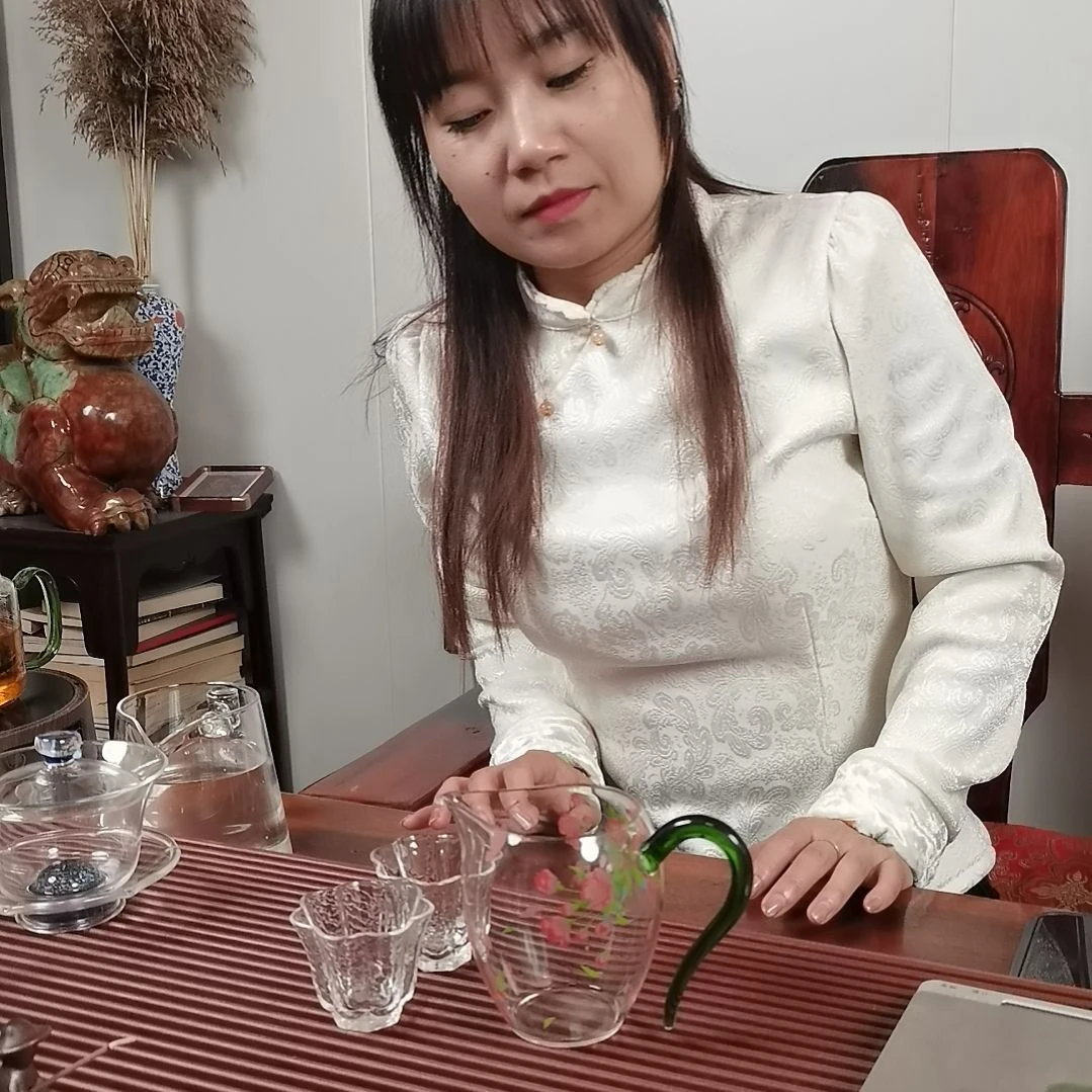 高硼硅玻璃手柄款花绽茗香公杯配两支小杯