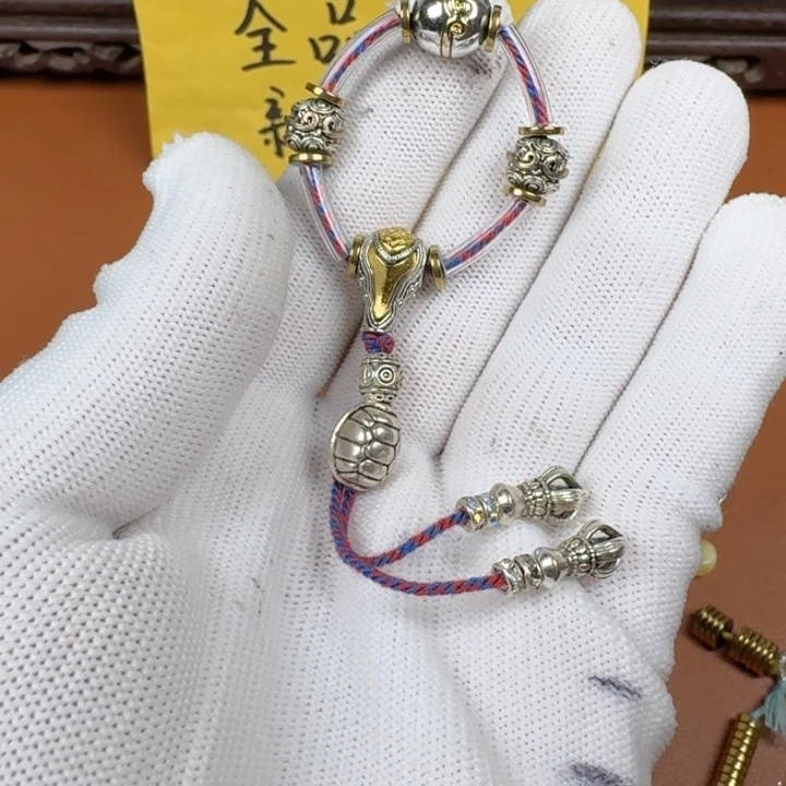 合成碳硅石铜合金文玩配饰鎏金色悟空套