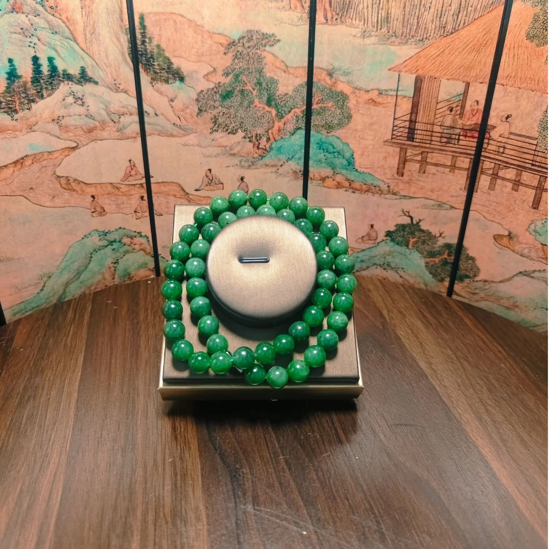 R和田玉碧玉圆珠项链1250