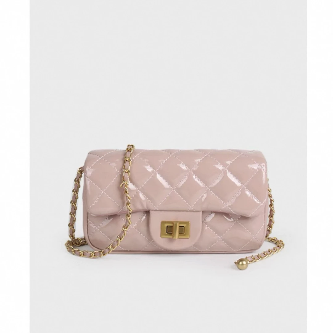 2025新款小香风漆面菱格奢侈链条斜挎翻盖包包