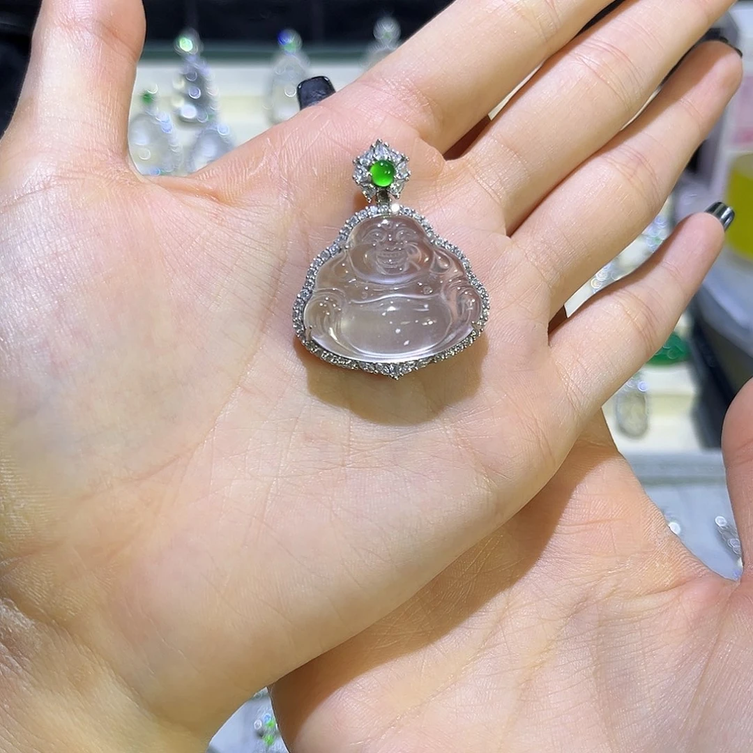 手***1石英质玉银S925镶嵌颈饰