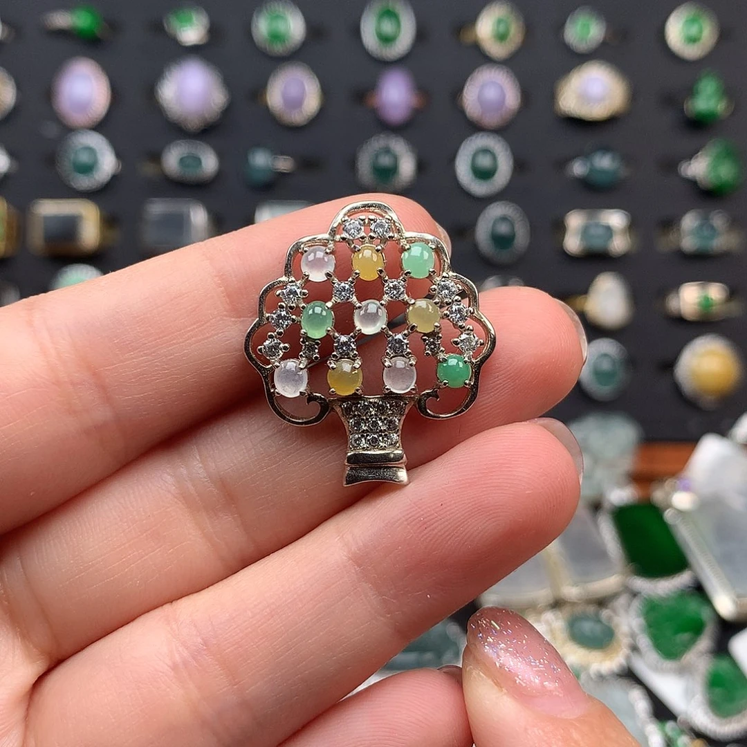 翡翠颈饰银S925镶嵌项链925