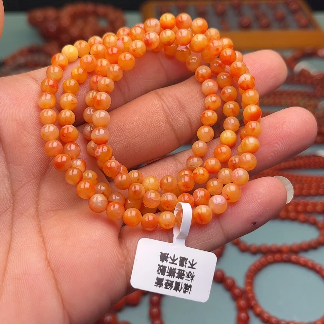 南红玛瑙未镶嵌手链鸡油黄卡5十