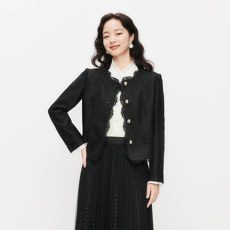 Koradior/珂莱蒂尔法式优雅蕾丝短外套KC00663W0