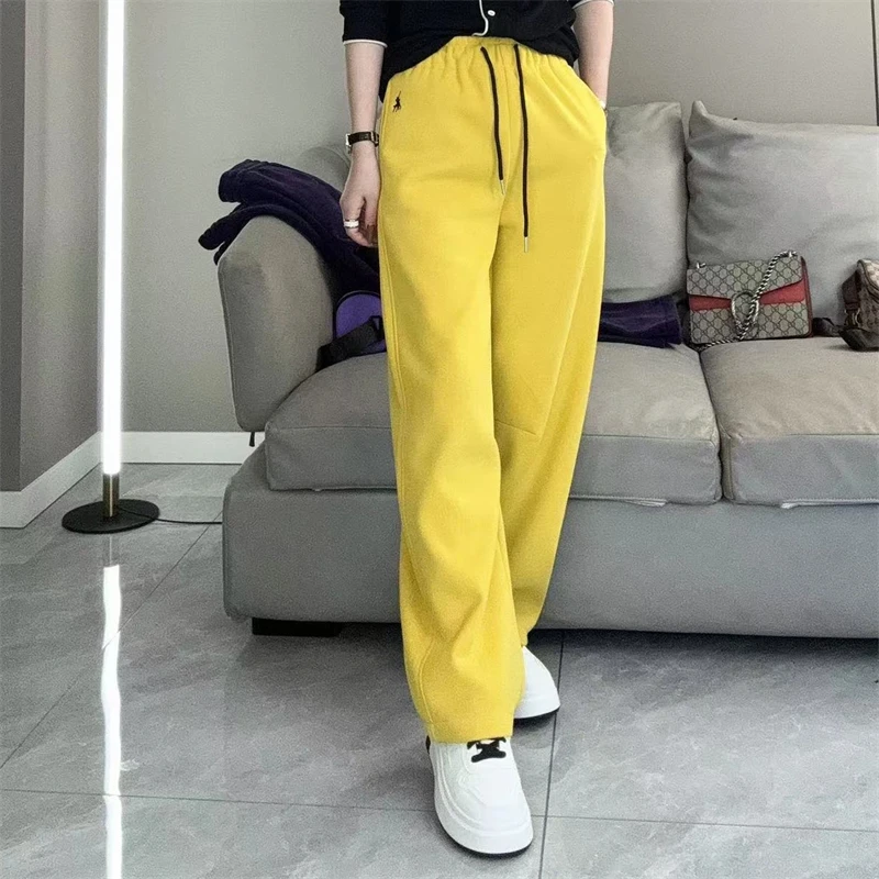 【鸯哥】8310冬季潮流纯色小马刺绣时尚百搭保暖显瘦直筒休闲裤裤子