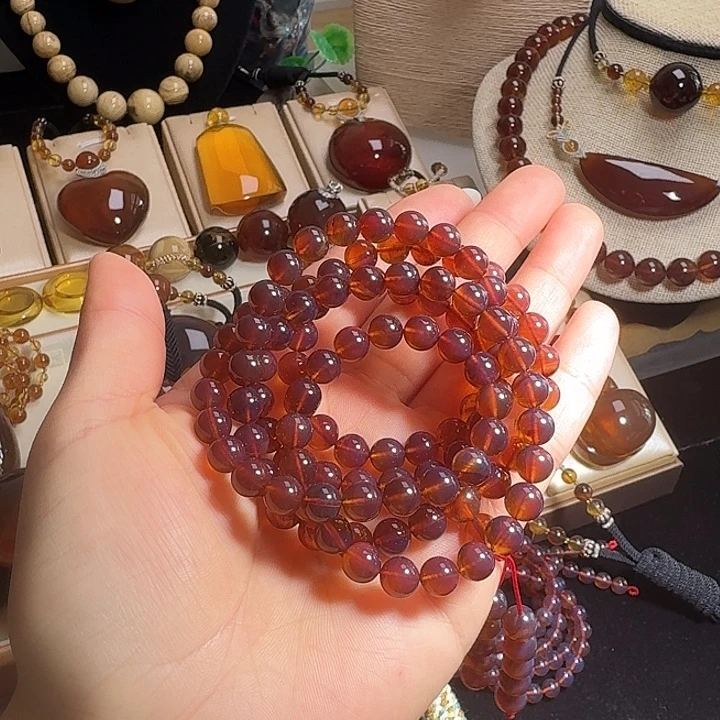 琥珀未镶嵌颈饰7棕108