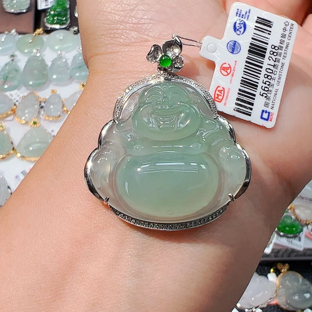 吊坠(不含链)18K金镶嵌翡翠佛公