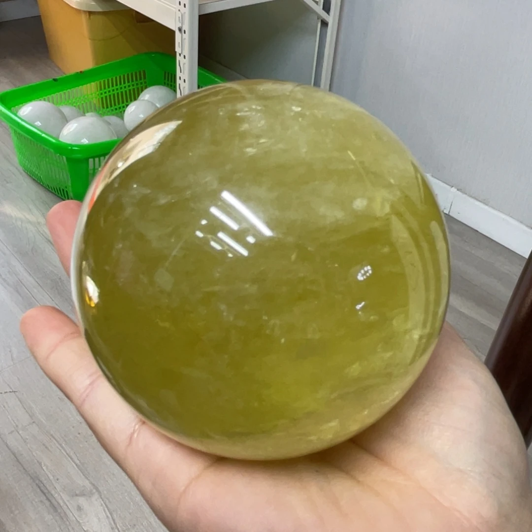 未镶嵌珠宝半成品水晶MM黄水晶球C2412