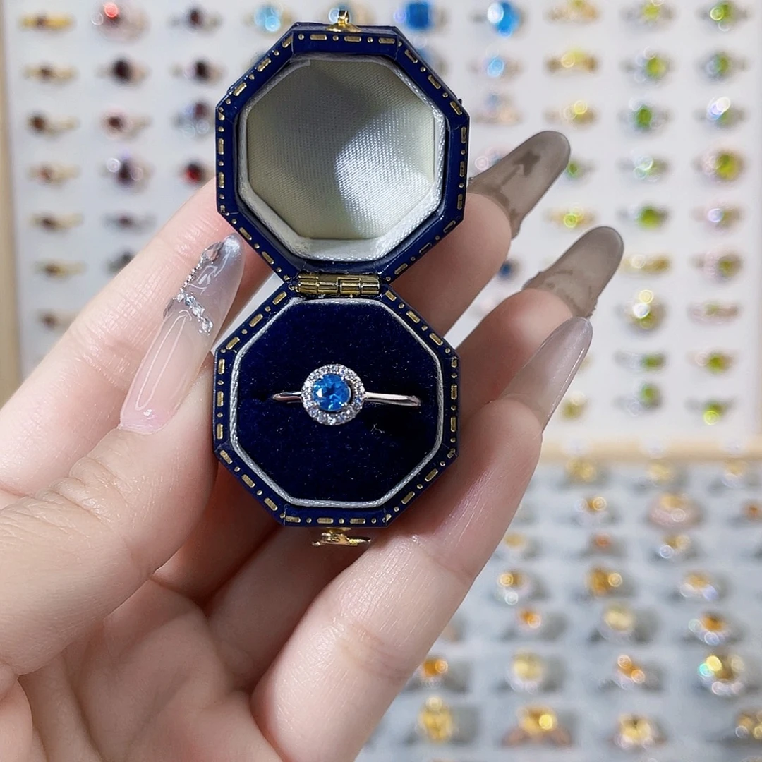 托帕石戒指银S925镶嵌简约款戒指