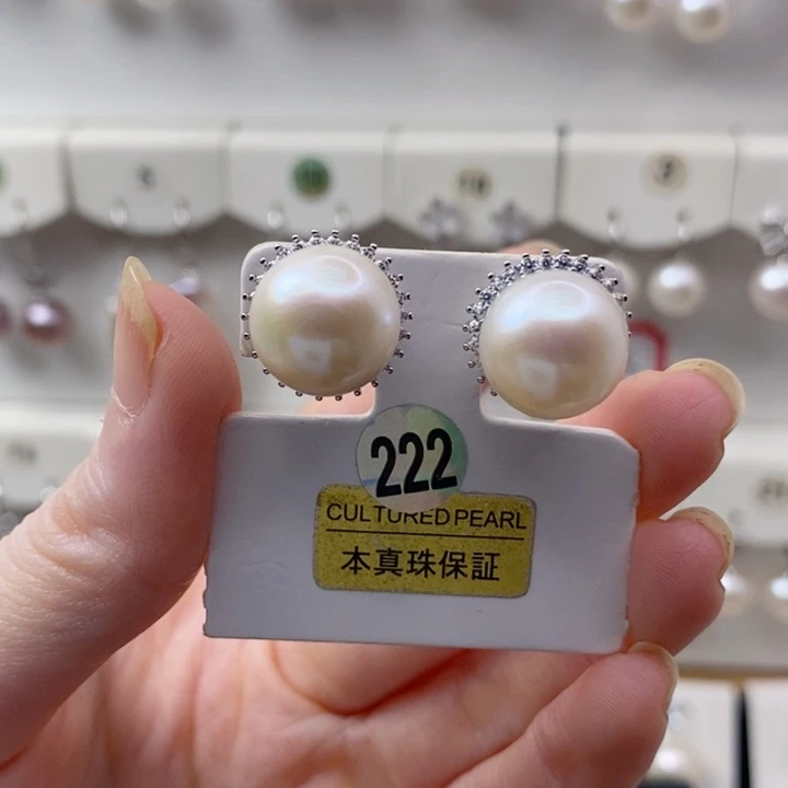 耳饰淡水珍珠银S925镶嵌A